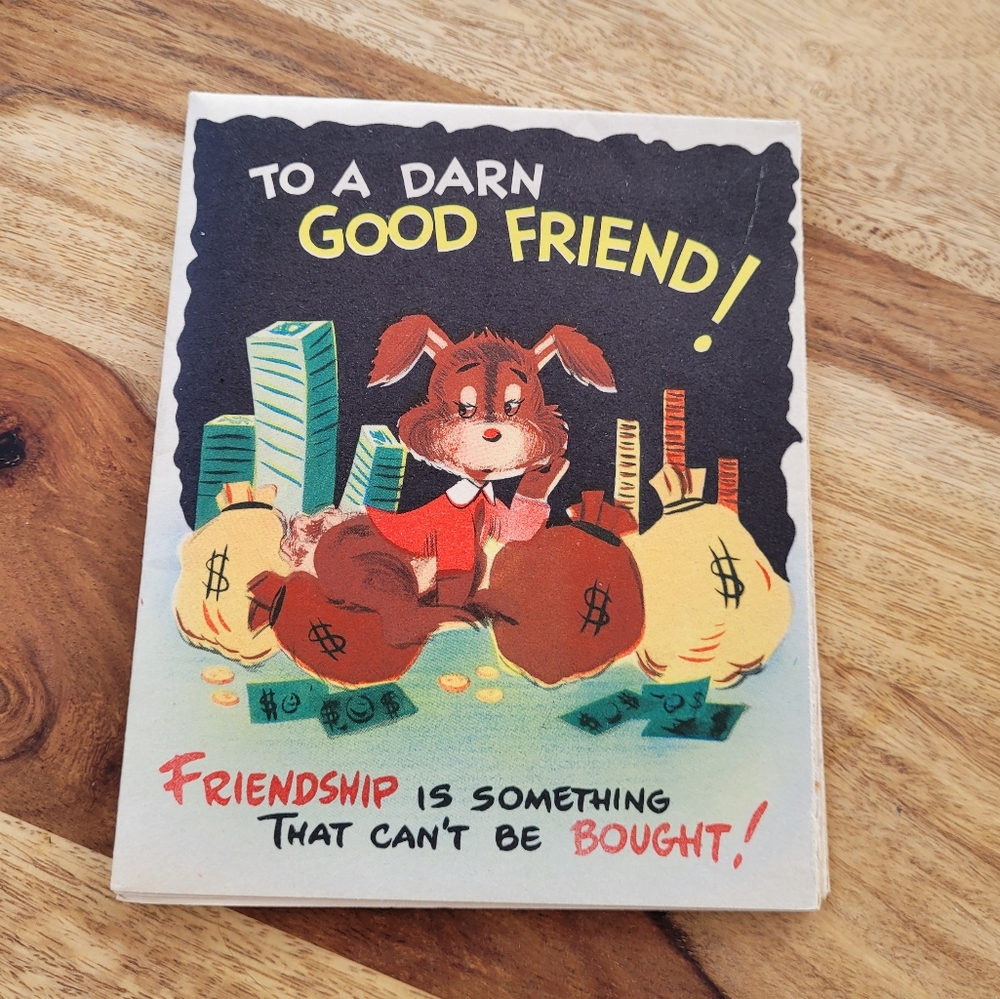 Vintage Get Well Soon fold open greeting card